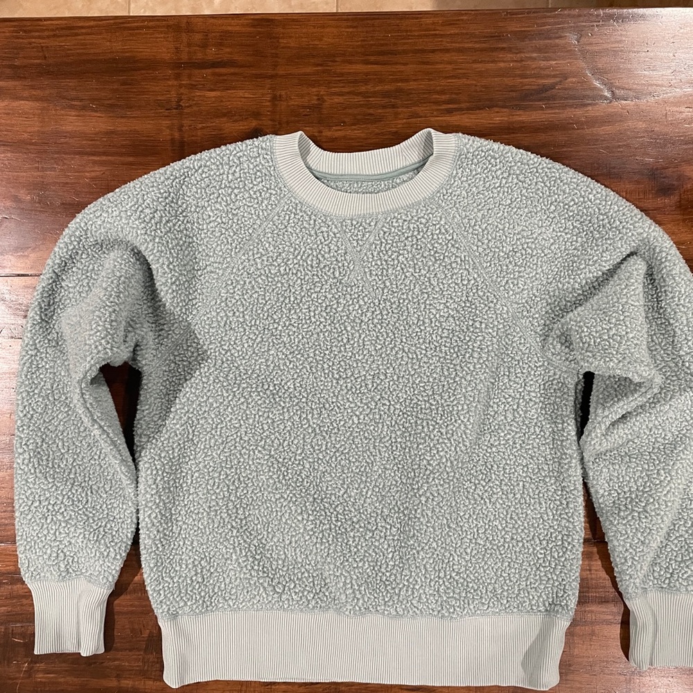 EverLane REnew Fleece Crew Sweatshirt Light Green Size Small